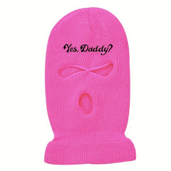 Winter Warm Knit Ski Mask Embroidery Windproof Balaclava Neck Gaiter