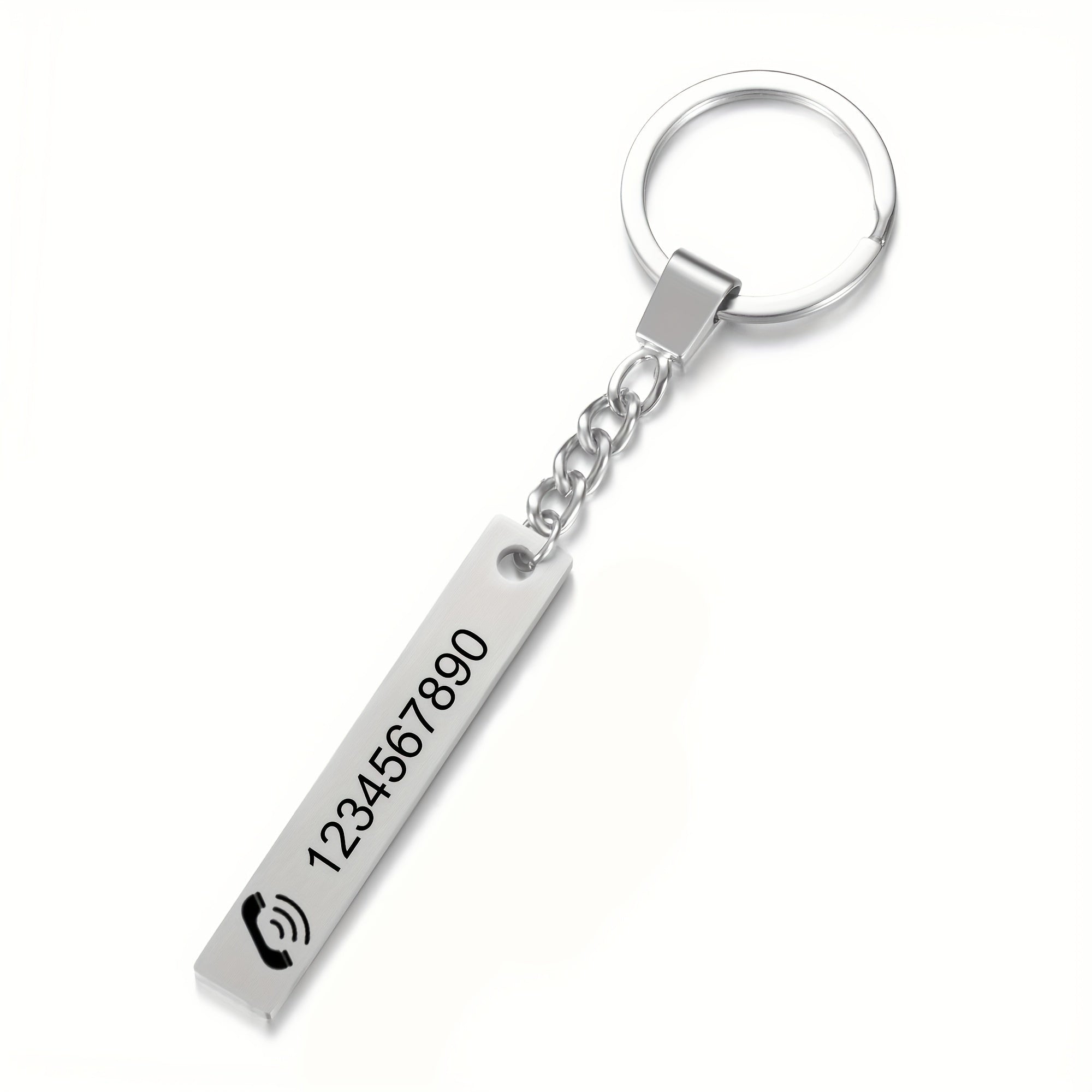 Engraved Bar Key Chain Custom Numbers Key Ring Gift