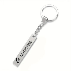 Engraved Bar Key Chain Custom Numbers Key Ring Gift