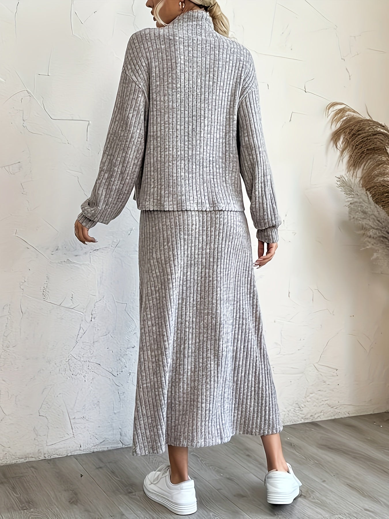 High Neck Jumper & Skirt 2 Piece Set