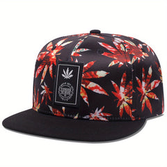 Men's Hip Hop Leaf Weed Cannabis Trucker Hat Snapback Embroidered Flat Brim
