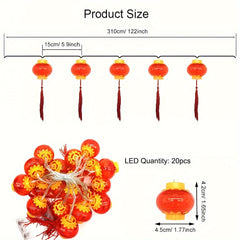 Chinese Style Red Lanterns String Lights 20LED - Party Decor