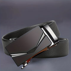 Men's PU Leather Belt with Automatic Buckle Formal Dress Father's Gift