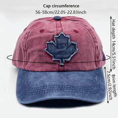 Vintage Maple Leaf Baseball Cap Embroidery Patch Distressed Sun Hat