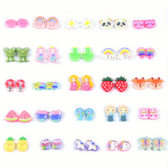 25 Pairs Hypoallergenic Cartoon Animal Earrings for Girls