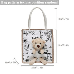Bear Tote Canvas Cartoon Handbag Bag Shopping Bag