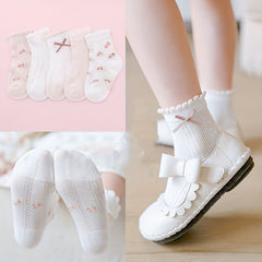 Girls Kids Flowers Pattern Socks Breathable Comfy Socks Spring Summer Children's