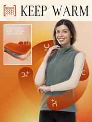 Sporty Sleeveless Zip Front Vest With Pockets Fleece Liner