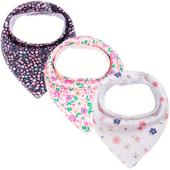 3pcs Baby Flowers Bibs Absorbent Feeding Soft Cotton Bibs