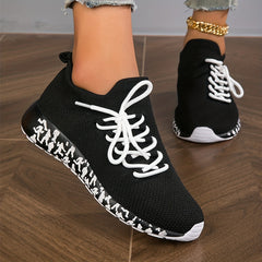 Women's Breathable Knit Sneakers Casual Lace Up Outdoor Shoes