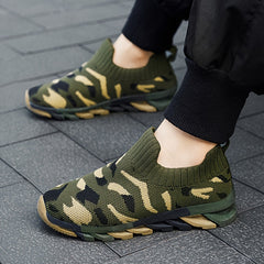 Boy's Camo Slip On Sock Shoes Breathable Non Slip Sneakers