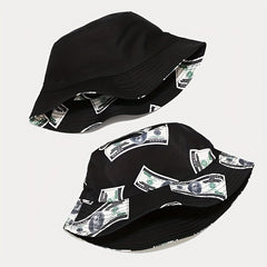 US Dollar Pattern Printed Basin Hat Men's And Women's Street Hip hop Sun Hat