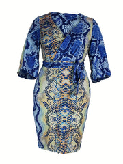 Sexy Dress Women's Plus Snake Print Dress