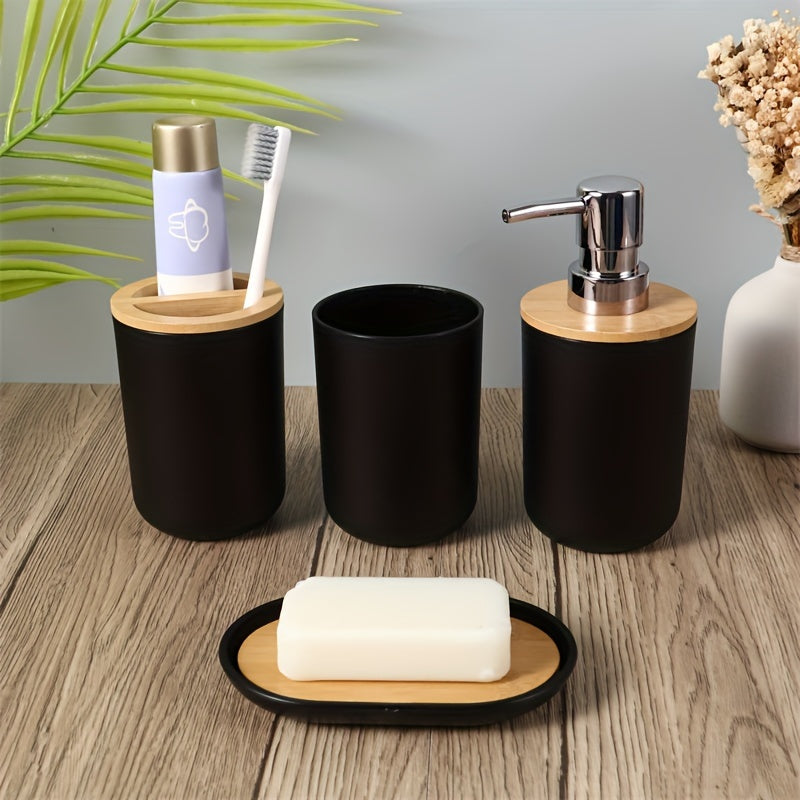 4-Piece 350ml Bamboo Bathroom Toiletries Set