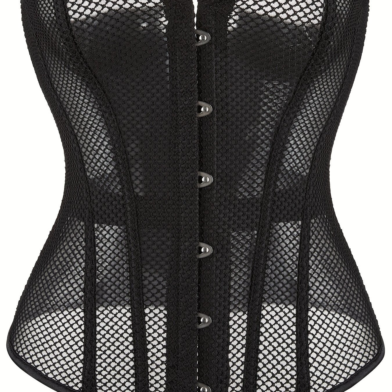 Mesh Strapless Corset Bustier Body Shaper Lace Up Lingerie