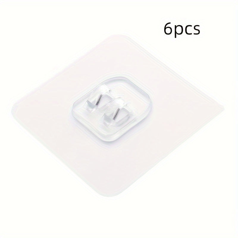 6pcs Clear Plastic Wall Hooks Heavy Duty Kitchen Bathroom Office