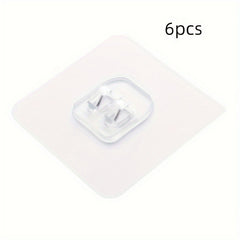 6pcs Clear Plastic Wall Hooks Heavy Duty Kitchen Bathroom Office