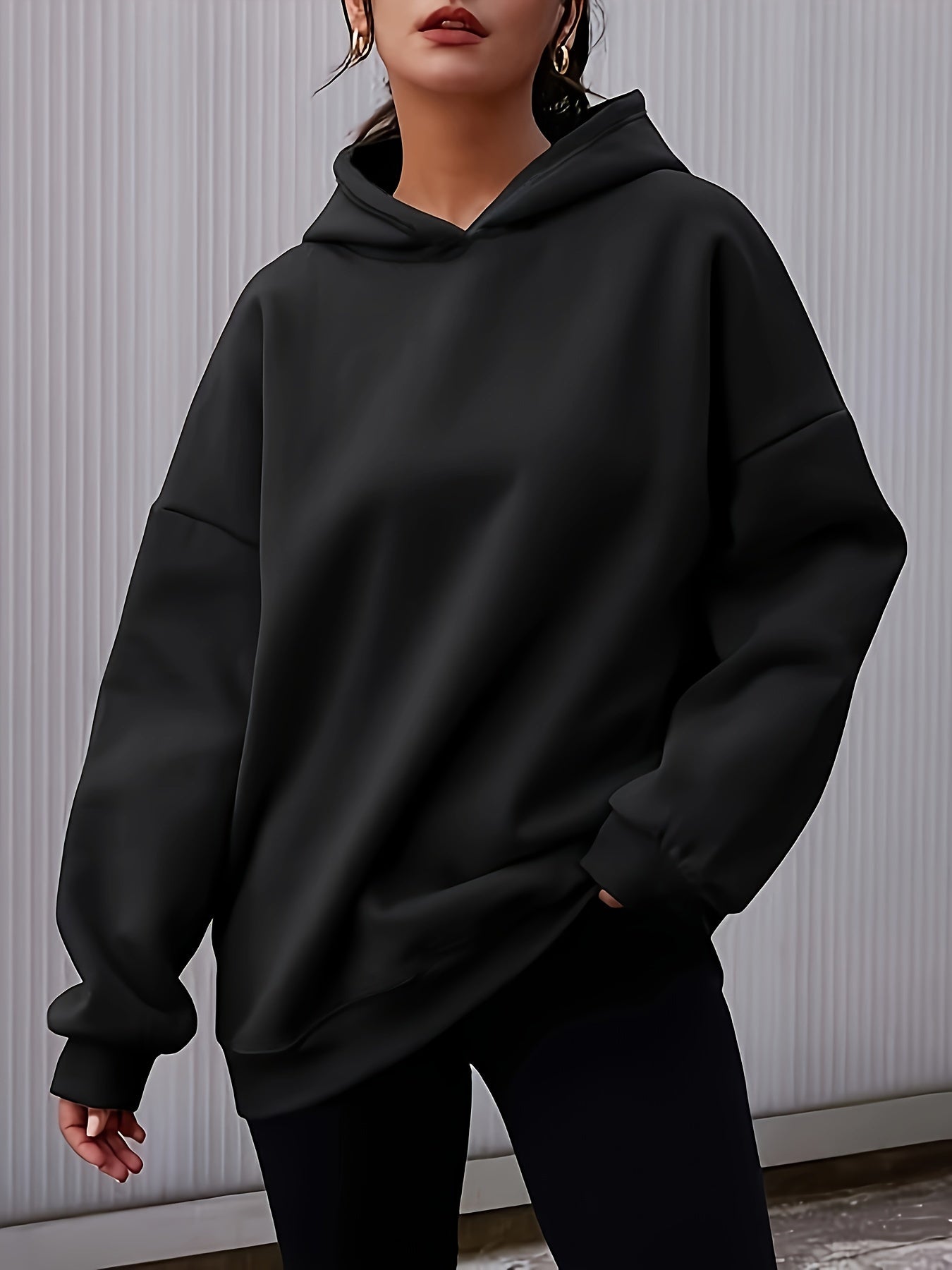 Women's Solid Hooded Sweatshirt