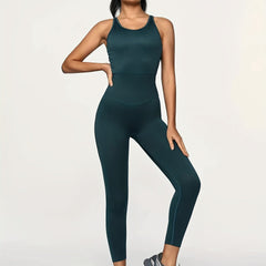 Women's Solid Yoga Jumpsuit Sleeveless Fitness Jumpsuit