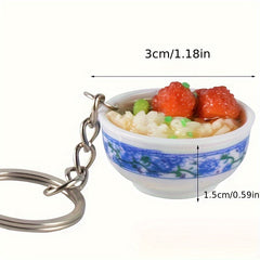 3pcs Chinese Style Bowl Model Keychain Keyring Pendant