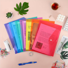 50pcs 8 Colors A4 Plastic Envelopes Set for Document Organization