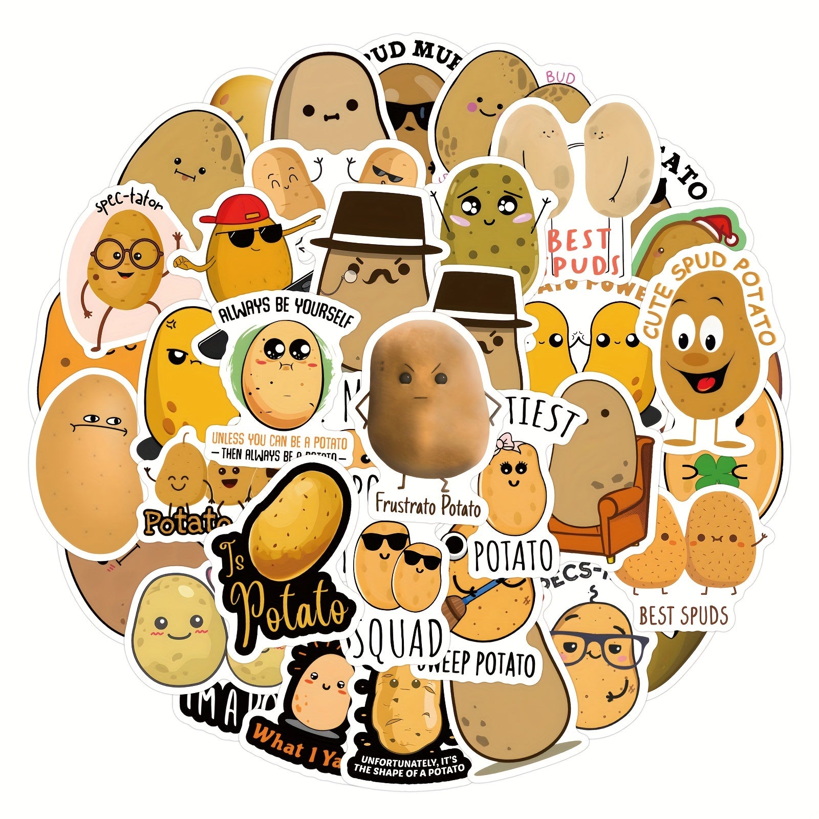 60pcs Potato Graffiti Stickers for Guitar Luggage Waterproof DIY Stickers
