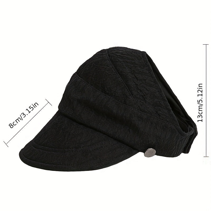 Backless Ponytail Sun Hat Lace Embossed UV Protection Travel Beach Hats