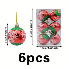6pcs Painted Christmas Tree Hanging Balls