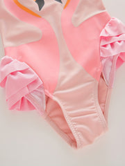 Flamingo Graphic Swimsuit with Swim Hat