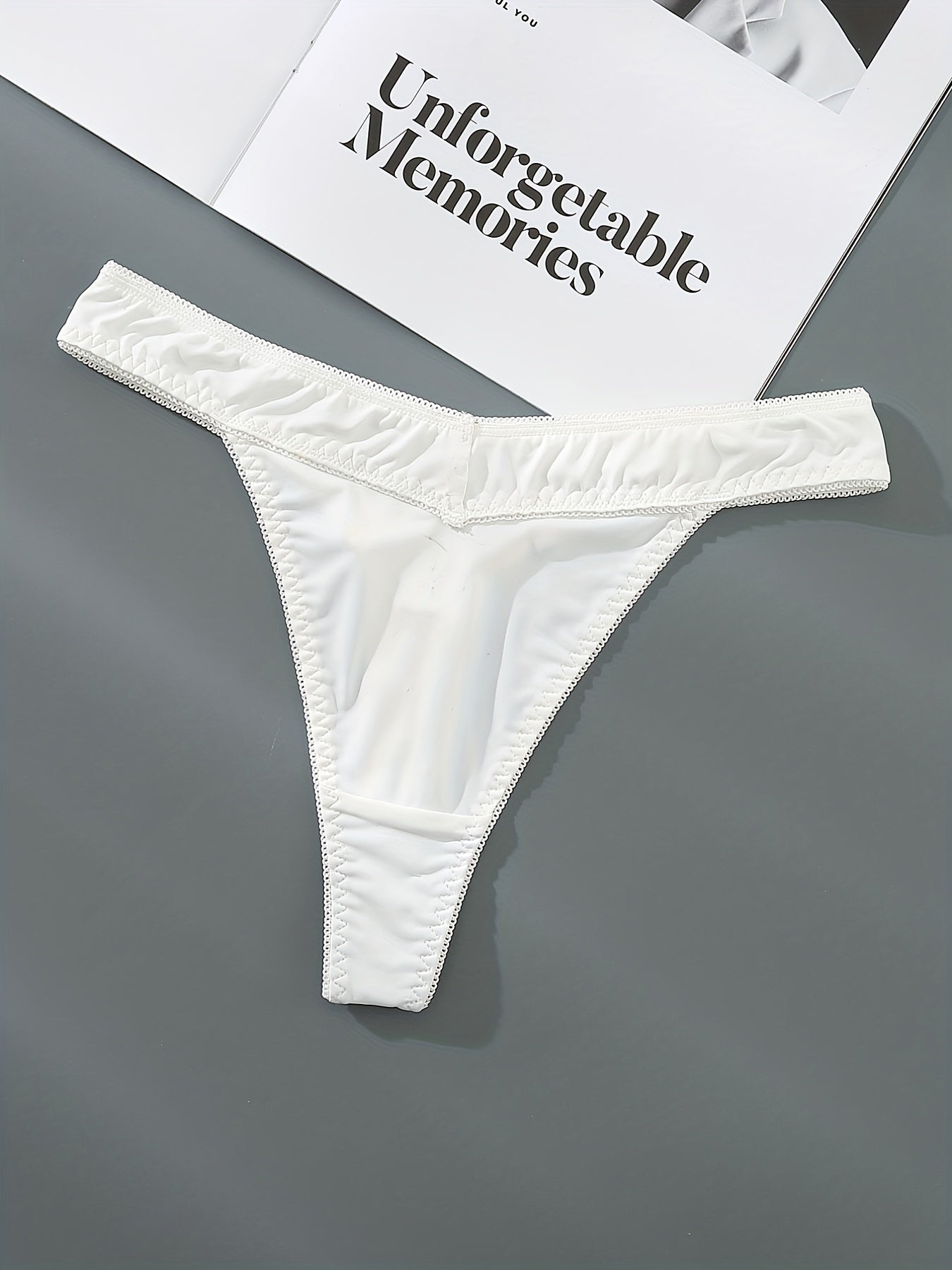 3 Pack Plus Size Sexy Panties Set Women's Plus Solid & Letter Print Thongs