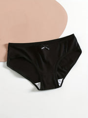 5pcs Bow Decor Bikini Panties Low Waist Intimates Women's Lingerie