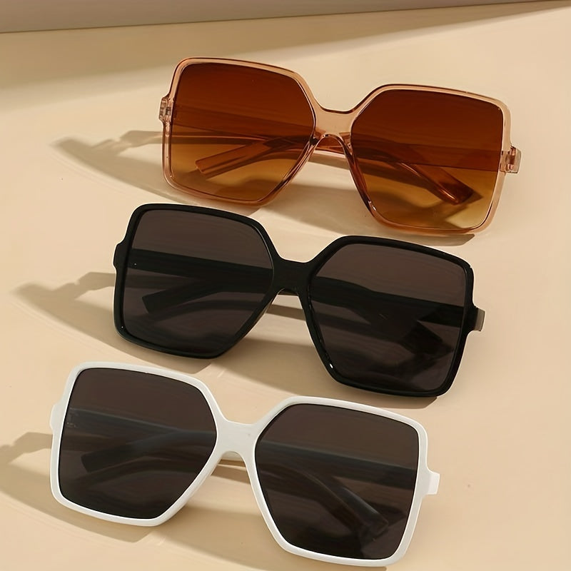 3 Pairs Oversized Square Sunglasses UV400 Anti Glare Sun Shades