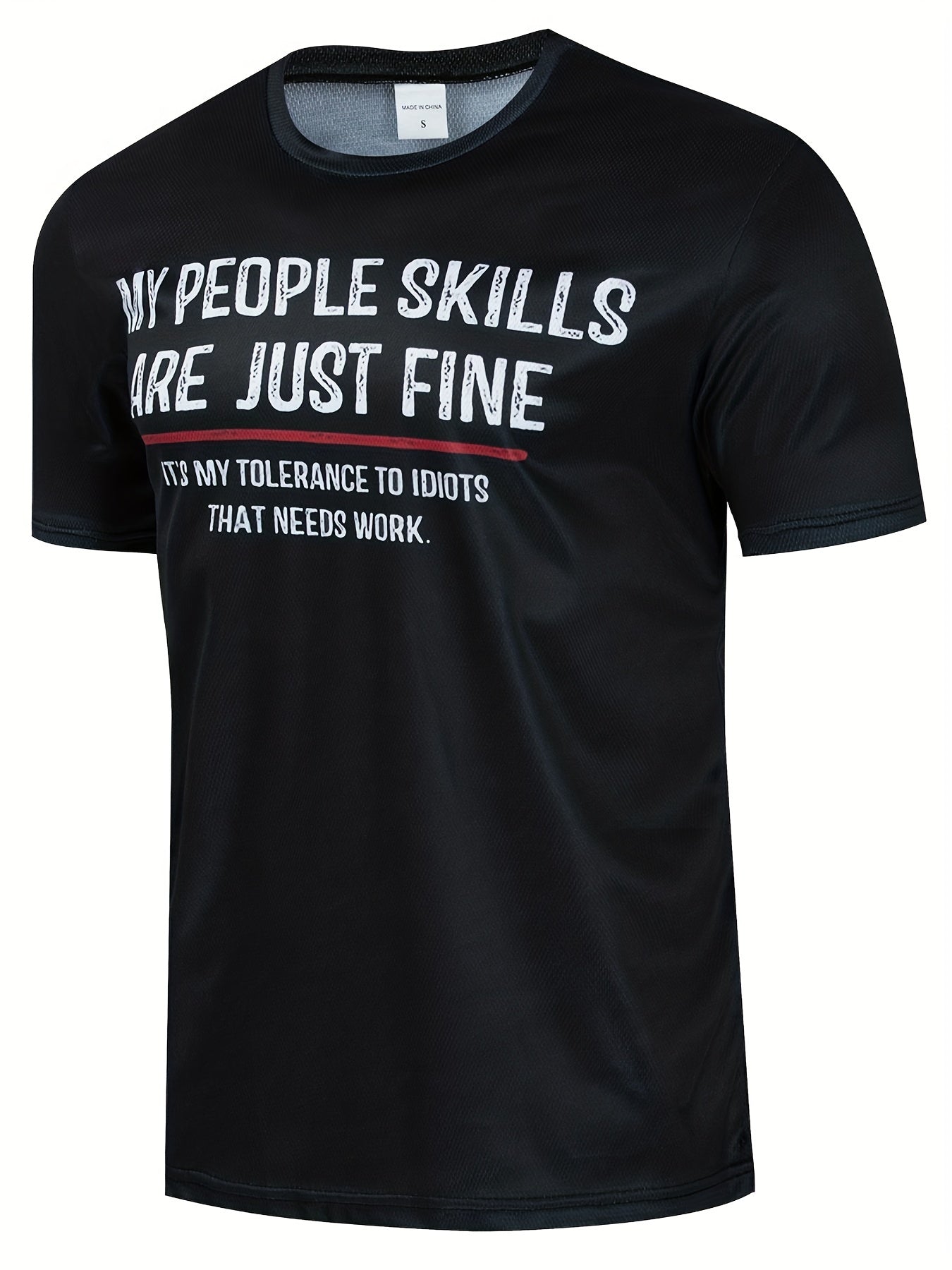 Men's People Skill Letter Print Casual T Shirt