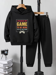 Boys Hooded Sweatshirt & Sweatpants Set, Size 2pcs, Outdoor Clothes