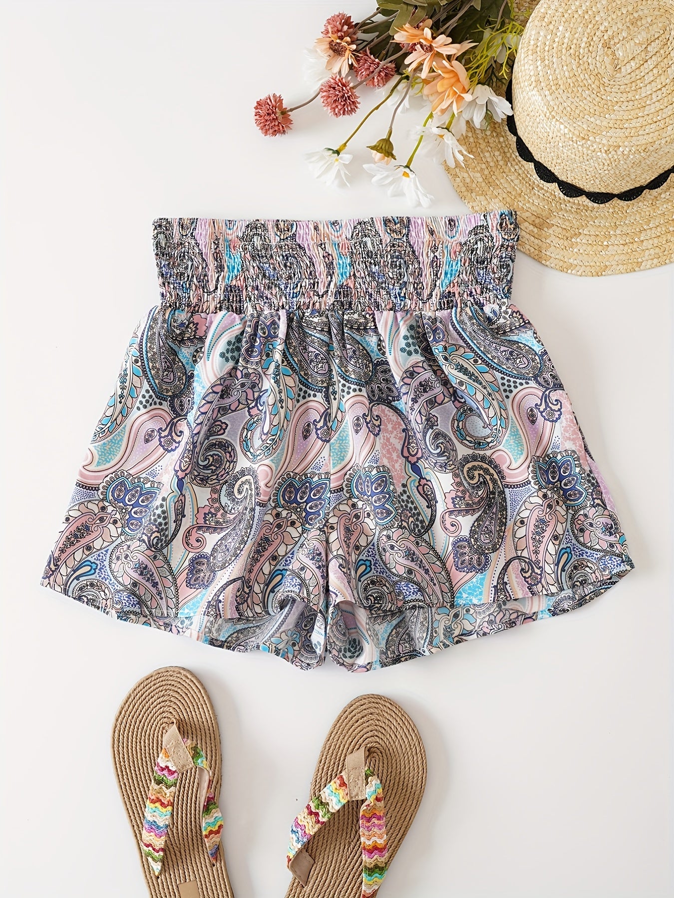 Boho Print High Waist Shorts Casual Women's Clothing