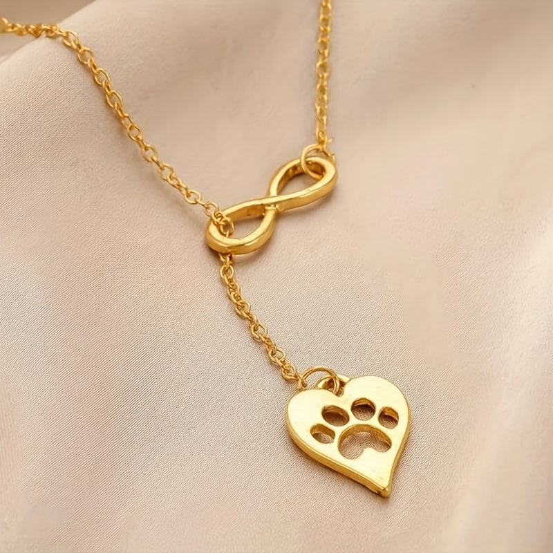 Heart Shaped Dog Claw Pendant Necklace for Girls