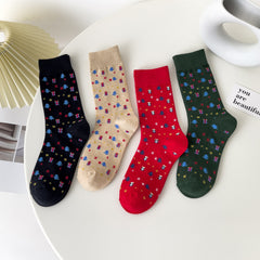 4 Pairs Women's Christmas Tree Mixed Mid Tube Socks