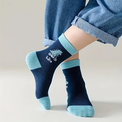 5 Pairs Dinosaur Pattern Socks for Kids - Breathable Casual Outdoor Sports Wear