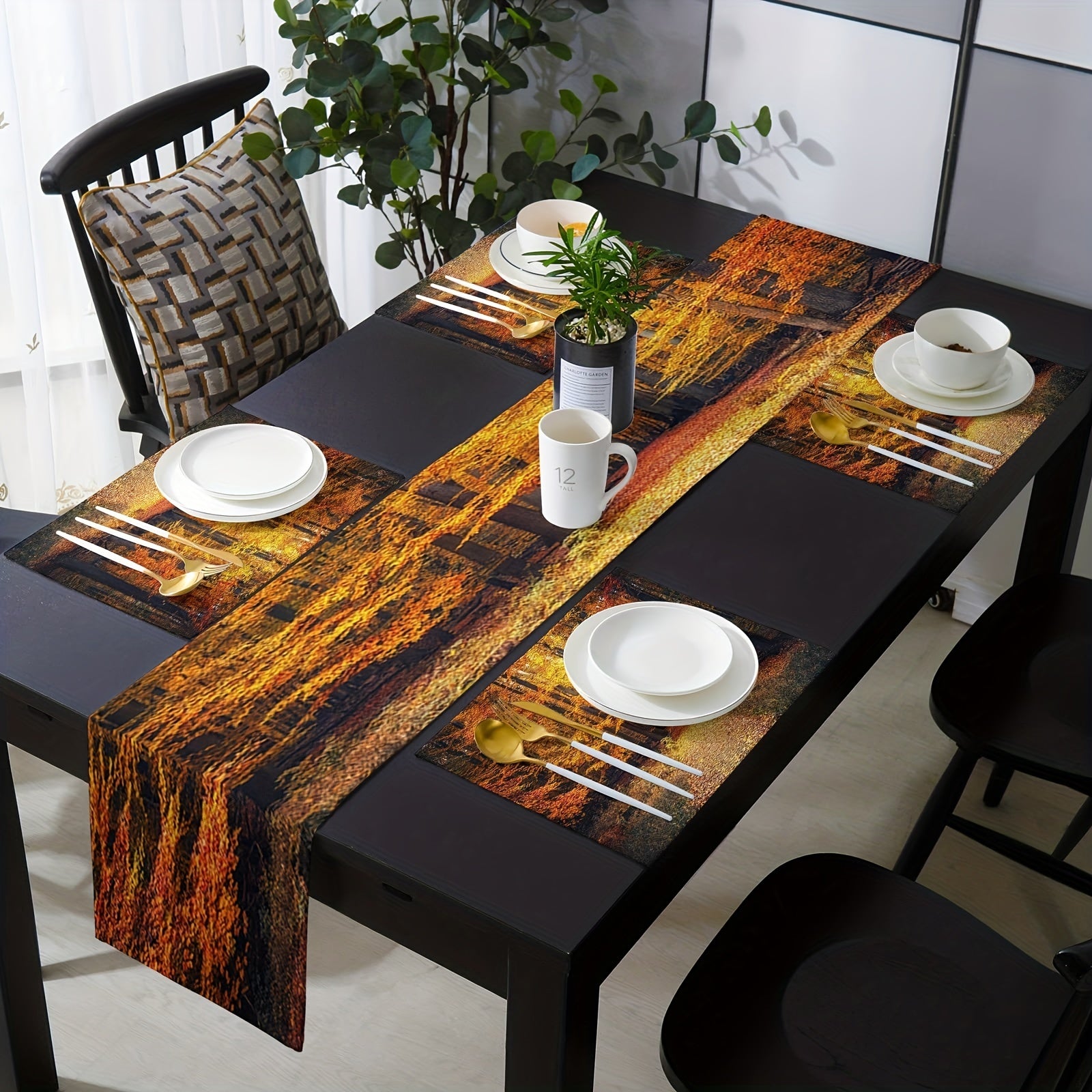 Autumn National Forest Park Table Runner 13x72 Inch