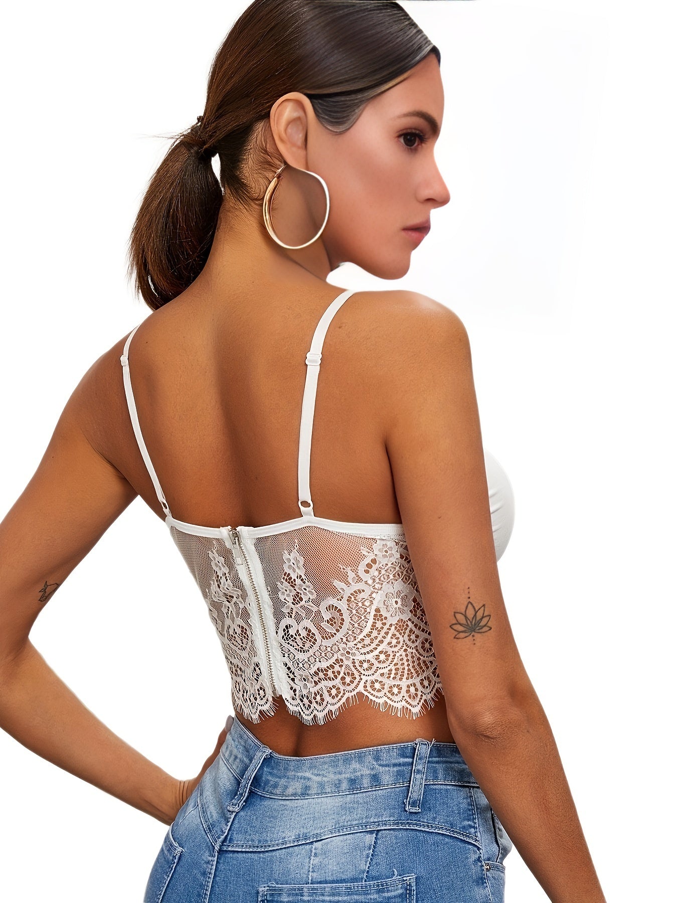 Lace Push Up Bra with Zipper for Women