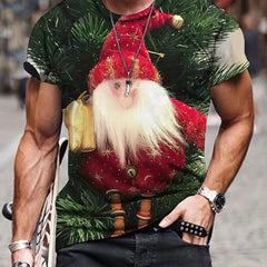 Santa Claus Pattern Men's Graphic T shirt Casual Comfy Tees