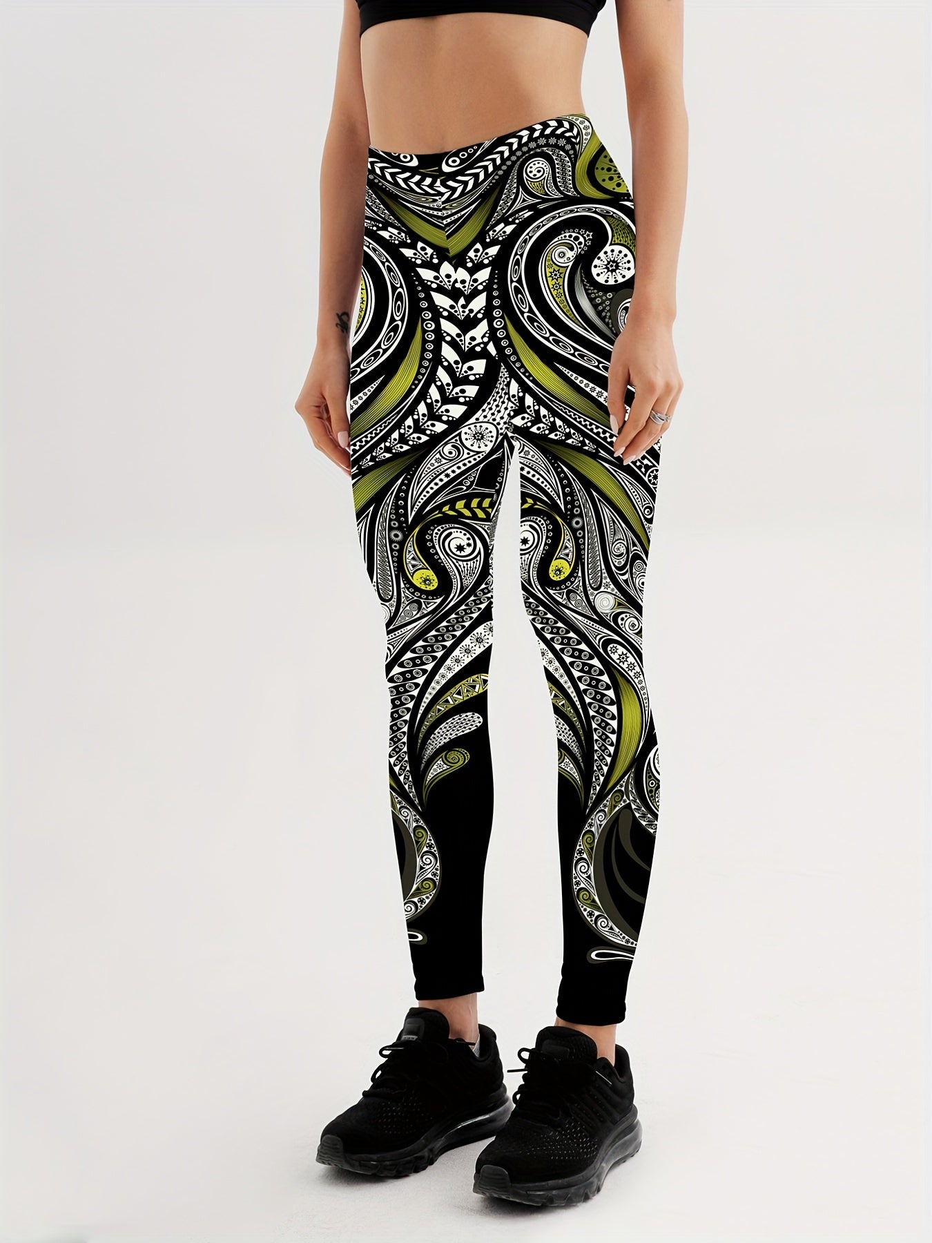 Paisley Graphic Sports Leggings for Women