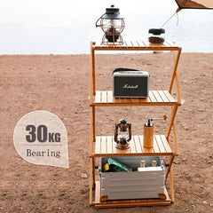 Beech Wood Camping Rack Floor layer Solid Wood Storage Rack