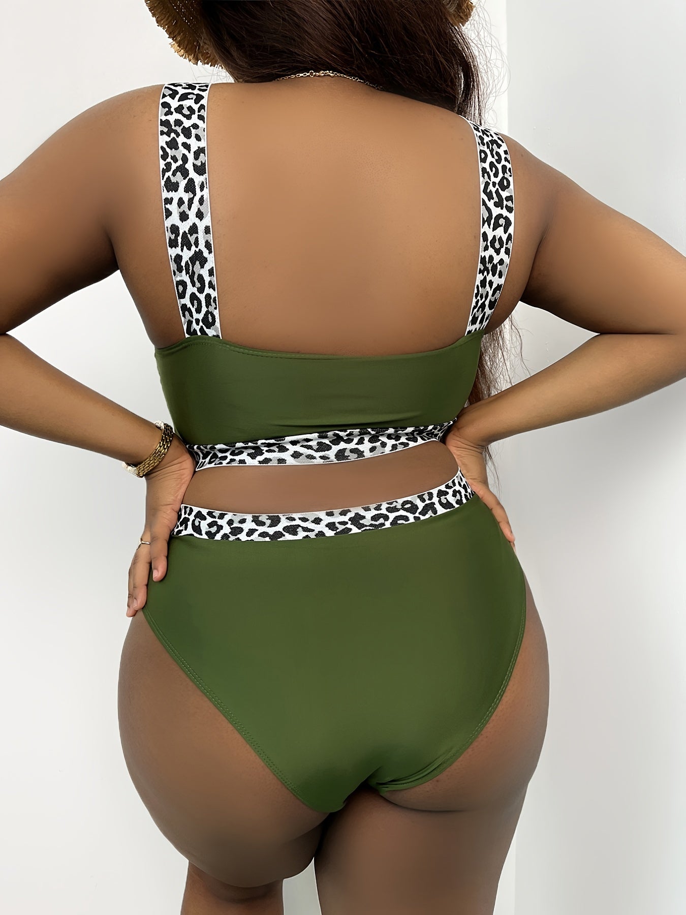 Leopard Print Bikini Set High Stretch Casual S