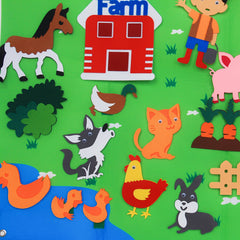 Farm Animals Felt Story Board Set Preschool Barnyard Interactive Play Kit