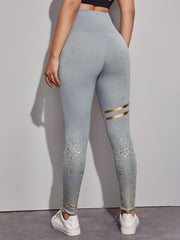 Breathable High Waisted Yoga Leggings with Mesh and Colorblock