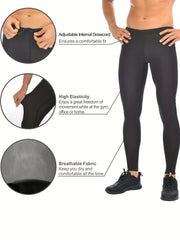 Men's Striped Leggings High Stretch Sports Compression Pants