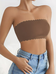 Soft Strapless Bandeau Bra with Scallop Trim for Women