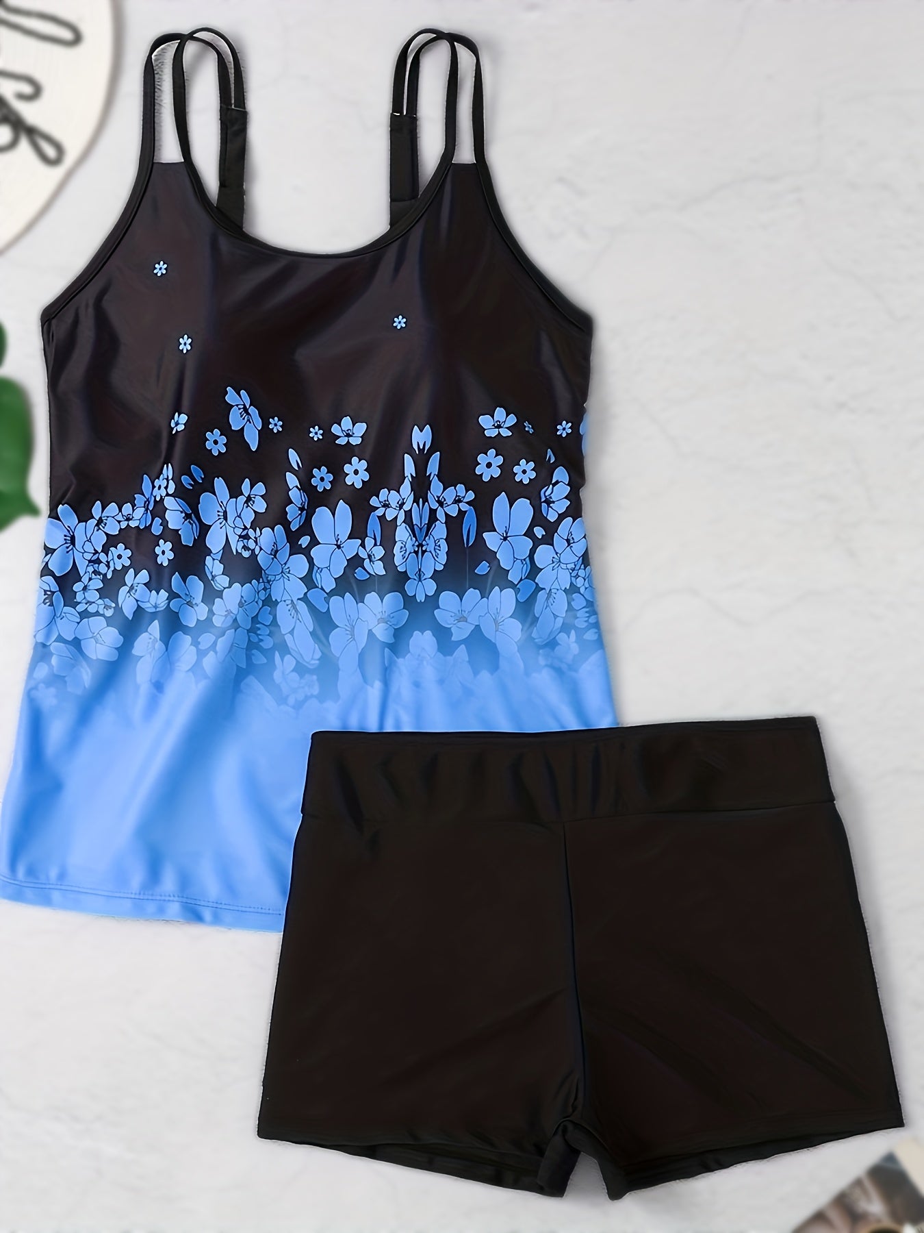 Floral & Ombre Print Tankini Set