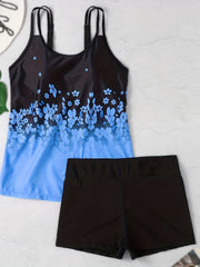 Floral & Ombre Print Tankini Set